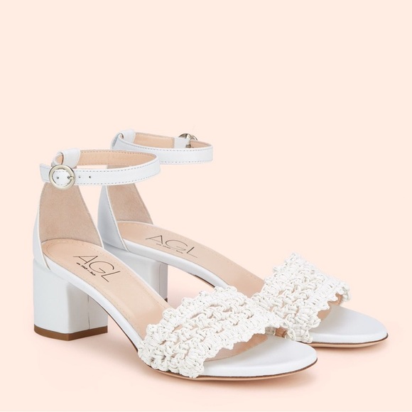 Agl Shoes - AGL NEW Crochet White Leather Ankle Strap Sandals Size 41 EU 11 US